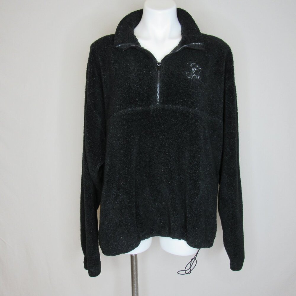 Vintage Mickey Mouse Disney World Black Fleece Pullover 1/4 Zip Women's XL - Picture 7 of 10